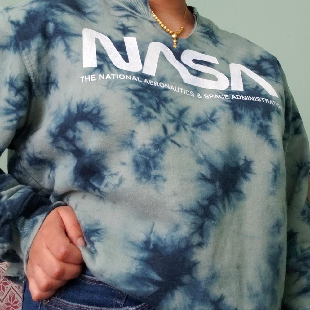 Cropped Tie Dye NASA Crewneck